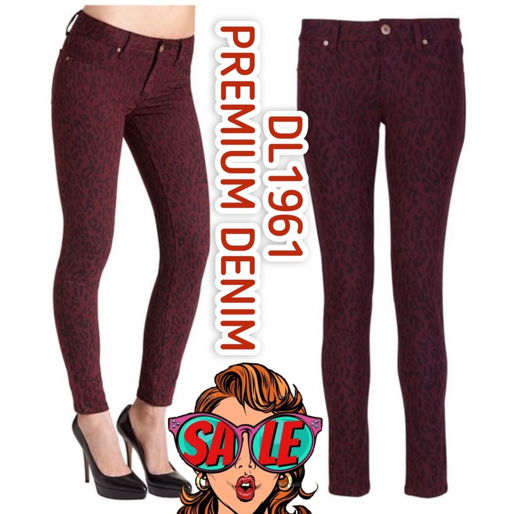 DL1961 Dark Rinse Emma Wine Cheetah Skinny jeans casual summer classic style